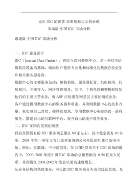 中國IDC市場深度分析及互聯網接入服務業務探析